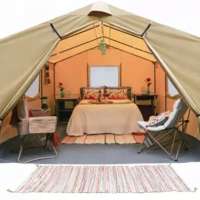 5+person outdoor safari glamping frame cotton canvas tent for family camping luxury tent